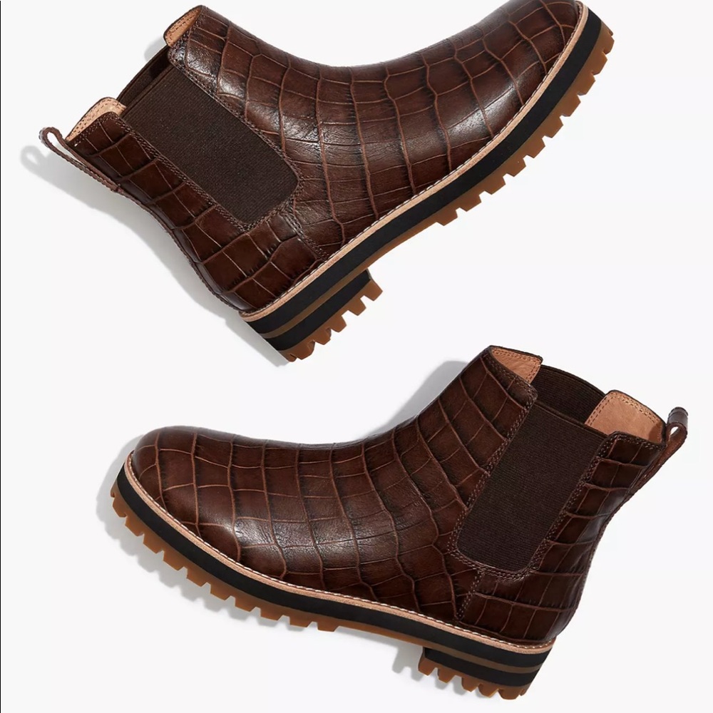 Madewell Ivy Chelsea Boot Croc Embossed Leather